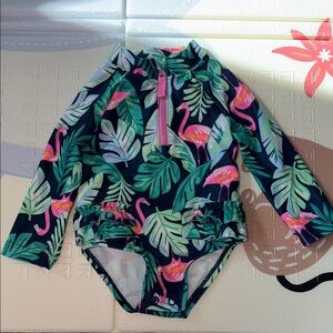 Carter's Pink and Green Flamingo Rashguard